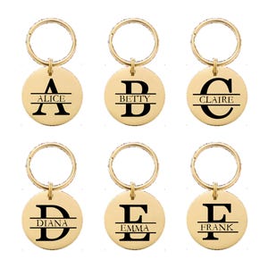 Laser-Engraved Round Monogram Keychain – Gold Metal • Initial + Name • Personalized Gift - WNA
