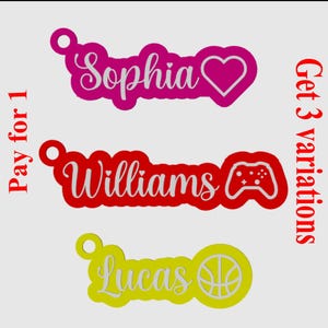 KOMMERZIELLE LIZENZ | Personalisierte 3D-Druck (STL Digitaler Datei-Download) Benutzerdefinierte Namensschild Schlüsselanhänger, Rucksack-Namensschild, perfektes Geschenk