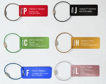 Anpassad monogram lasergraverad bagageetikett i aluminium: Personlig rese-ID - U