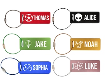 Personalized Engraved Aluminum Name Tag: Kids Backpack, Lunch Bag - U