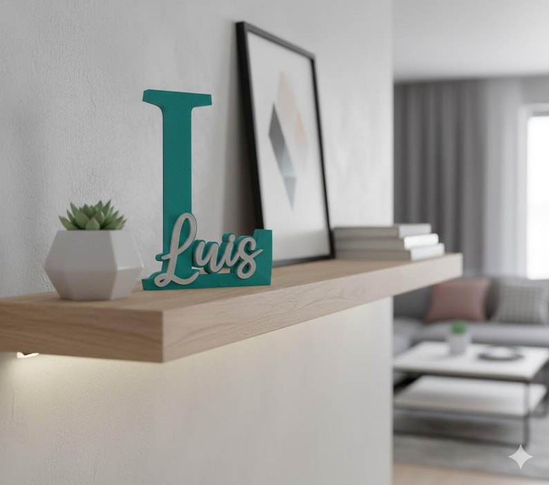 COMMERCIAL LICENSE | Custom Initial and Name STL file - Free Standing - Desk Name plate image 5