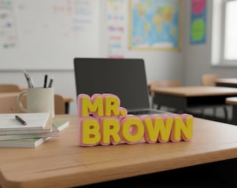 Free Standing Desk Name Plate | Personalized 3D Printed Name Sign | Custom Desk Nameplate | Office Desk Decor | Name Stand