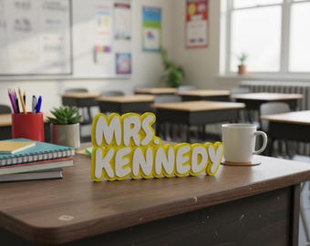 COMMERCIAL LICENSE | Teacher Desk Name Plate STL Digital | 3D Printable Teacher Name Sign | Classroom Desk Decor | Personalized Nameplate