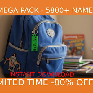 Licença Comercial | Mega Pacote com mais de 5800 nomes dos EUA e Reino Unido | Chaveiro com Etiqueta de Nome Personalizada | Arquivo STL: Download Digital para Impressão 3D