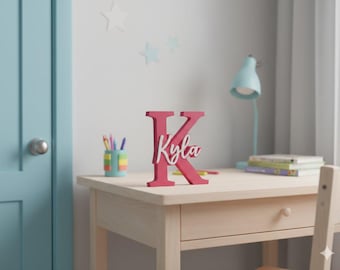 COMMERCIAL LICENSE | Custom Initial and Name STL file - Free Standing - Desk Name plate