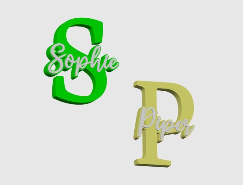 COMMERCIAL LICENSE | Custom Initial and Name STL file - Free Standing - Desk Name plate image 11