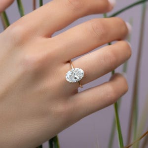 3 Carat Oval Solitaire Diamond Ring, 3 CT Oval Diamond Engagement Ring, 14k 18k Gold Lab Grown Diamond Wedding Band, Certified VS1 E Color