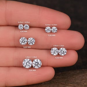 Premium Lab Grown Diamond Stud Earrings, Secure Screw Back/Push Back Earrings, Brilliant Round Cut Diamond, Wedding Anniversary Gift for Her