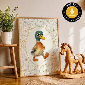 Mallard Duck Print | Cute Duck Decor for Nursery | Farm Animal Printable | Instant Download