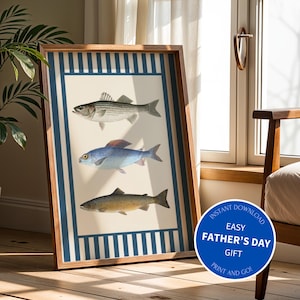 Fishing Wall Art Printable | Rustic Fish Decor for Cabin or Man Cave | Great Father&#39;s Day Gift | Instant Download
