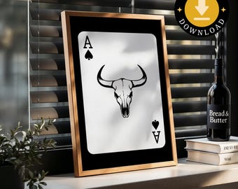 Ace of Spades Bull Skull Print: Western Home Decor (Digital Download)