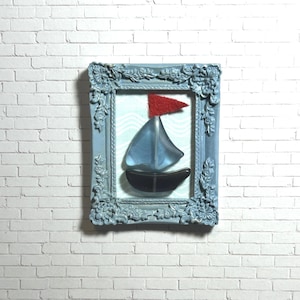 Miniature Dollhouse Wall Decor, Scale 1:12, Nautical, Sailboat, Wall Art, Lake House, Mini Accents, Miniature Signs