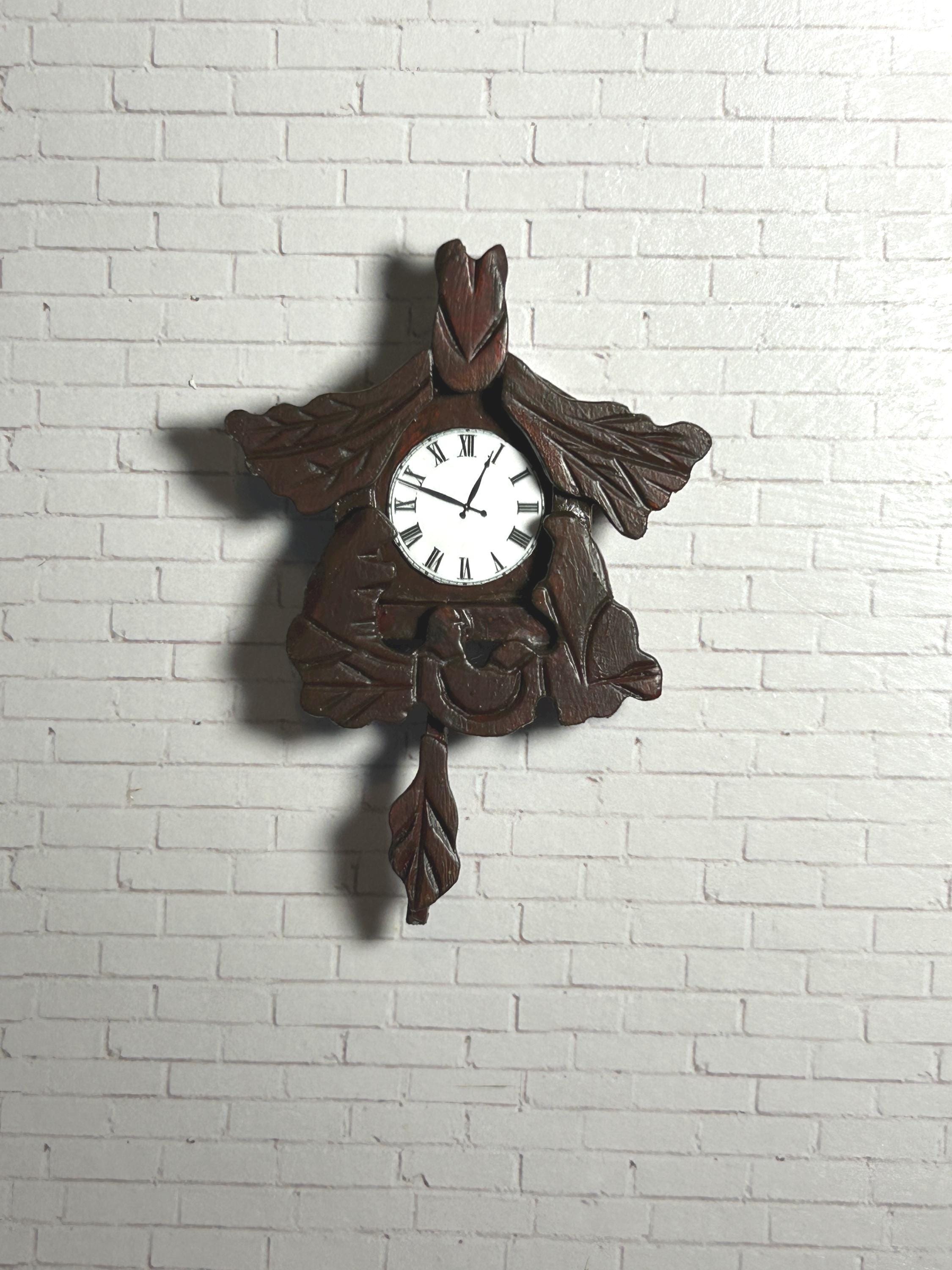 Miniature Dollhouse Cuckoo Clock, Scale 1:12, Wall Art, Mini Accents, Miniature Decor.