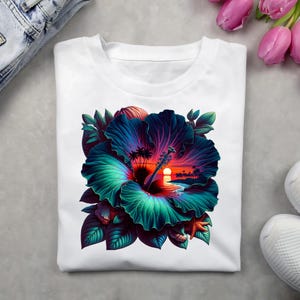 Beach Hibiscus Flower PNG Shirt, Summer Vibes Shirt PNG Design, Gift for Her, Printable Sublimation Design, Instant Download