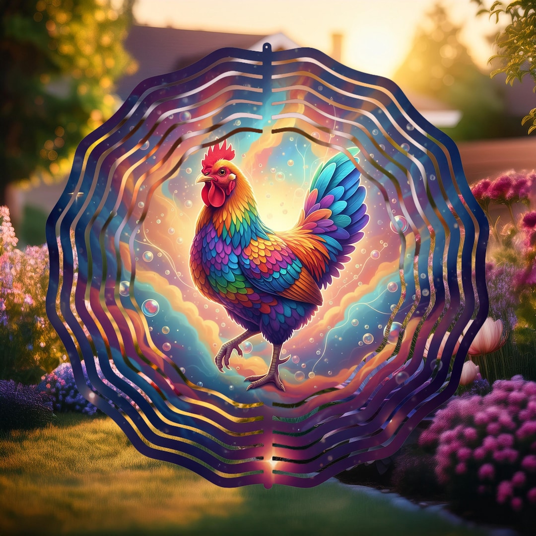Psychedelic Farm Chicken Wind Spinner, Wind Spinner Sublimation PNG ...
