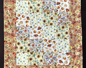 Newborn sized quilt/ Flower baby blanket / Car seat cover/ Baby fruit quilt/ Handmade newborn quilt / Sunflower nursery quilt