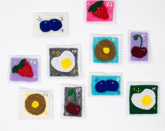 Handmade Felt Stamp Pins!