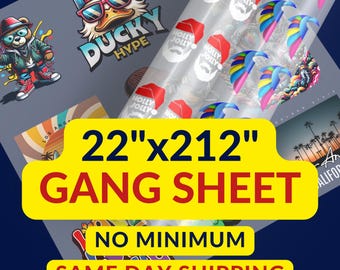 DTF Gang Sheet, DTF Transfer, Full Color Custom Gang Sheet, High Quality, Ready To Press Transfers, Custom Heat Transfer, DTF Print