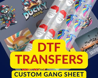 DTF Gang Sheet, DTF Transfer, Full Color Custom Gang Sheet, High Quality, Ready To Press Transfers, Custom Heat Transfer, DTF Print