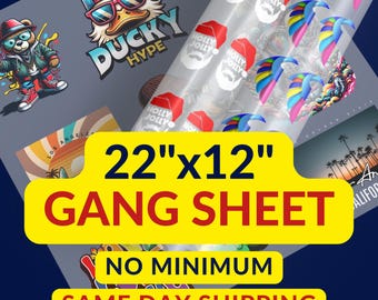 DTF Gang Sheet, DTF Transfer, Full Color Custom Gang Sheet, High Quality, Ready To Press Transfers, Custom Heat Transfer, DTF Print