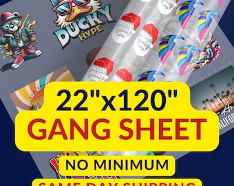 DTF Gang Sheet, DTF Transfer, Full Color Custom Gang Sheet, High Quality, Ready To Press Transfers, Custom Heat Transfer, DTF Print