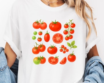 Tomato Shirt, Fruit Shirt, Vegetable Screen Print Shirt, Clothing Foodie Gardening Gift, Coastal Granddaughter