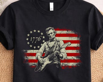 Abraham Lincoln Playing Guitar Shirt, Funny History Lover Hoodie, Political Humor Sweater, 1776–2026 Tee