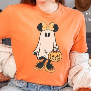 Retro Mickey & Minnie Halloween Comfort Colors® Couple Shirts, Mickey Ghost Shirt, Minnie Ghost Shirt, Spooky Season Shirt, Disney Trip Tee