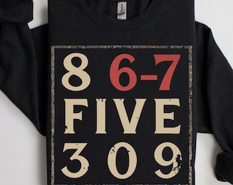 867 5309 Jenny Christmas Sweatshirt, 80s Music Gift, Retro Number Graphic, Funny Nostalgia Pullover, Christmas Gift for Music Lover