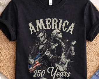 Abraham Lincoln and George Washington Playing Guitar Shirt, Funny History Lover Hoodie, Political Humor Sweater, 1776–2026 Tee