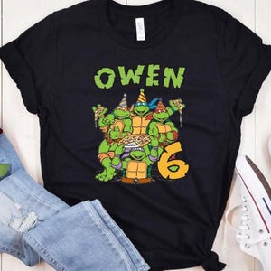 Turtles Pizza Birthday Boy T-Shirt, Turtles Matching, Custom Turtle Birthday Party Shirts, Movie Toddler, Anime Boy Tee, Green Turtles Shirt