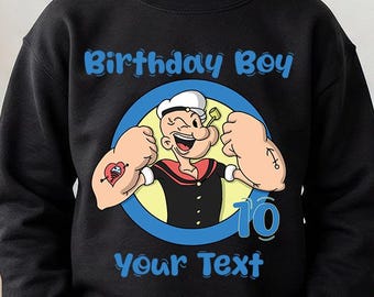 Popeye Birthday Shirt, Custom Birthday Boy Shirt, Cartoon Birthday Tee, Personalized Kids Birthday Shirt, Birthday Party Tee