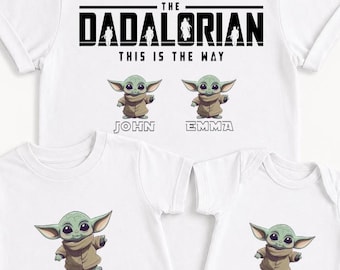 Custom Dadalorian Shirt, Star Wars With Kids Names T-Shirt, Personalized Matching Dad Sweater, Baby Yoda Shirt, Star Wars Shirt For Husband