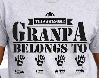 Personalized Grandpa Shirt, This Awesome Grandpa Belongs To Tee, Custom Grandpa Gift, Fathers Day Grandpa Shirt, Grandkids Names Shirt