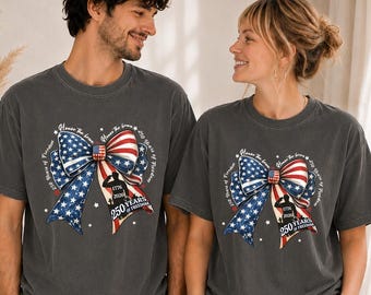 Comfort Colors® America 250 Shirt, 250 Years Of Freedom Tee, Patriotic Bow Shirt, Fourth Of July Shirt, USA 1776 2026 Tee