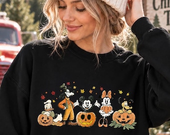 Disney Halloween Sweatshirt, Mickey Mouse Halloween Shirt, Pumpkin Character Sweatshirt, Christmas Tree Farm Tee, Fall Holiday Gift