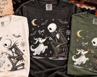 Comfort Colors Halloween Skeleton Shirt, Ghost Puppy Halloween Tee, Nightmare Before Christmas Shirt, Spooky Season T-Shirt, Zero Dog Boop