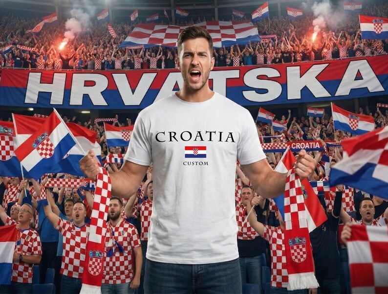 Croatia Soccer T-Shirt, Custom Player Name Shirt, International Match Fan Tee, Croatia Football Gift Bild 2