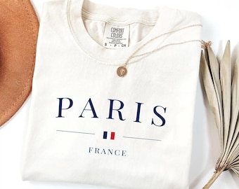 Comfort Colors France Flag Shirt, Vacation Travel in France Tee, Paris Lover Shirt, French Style Tee, France Gift For Friend Tee, Paris Trip