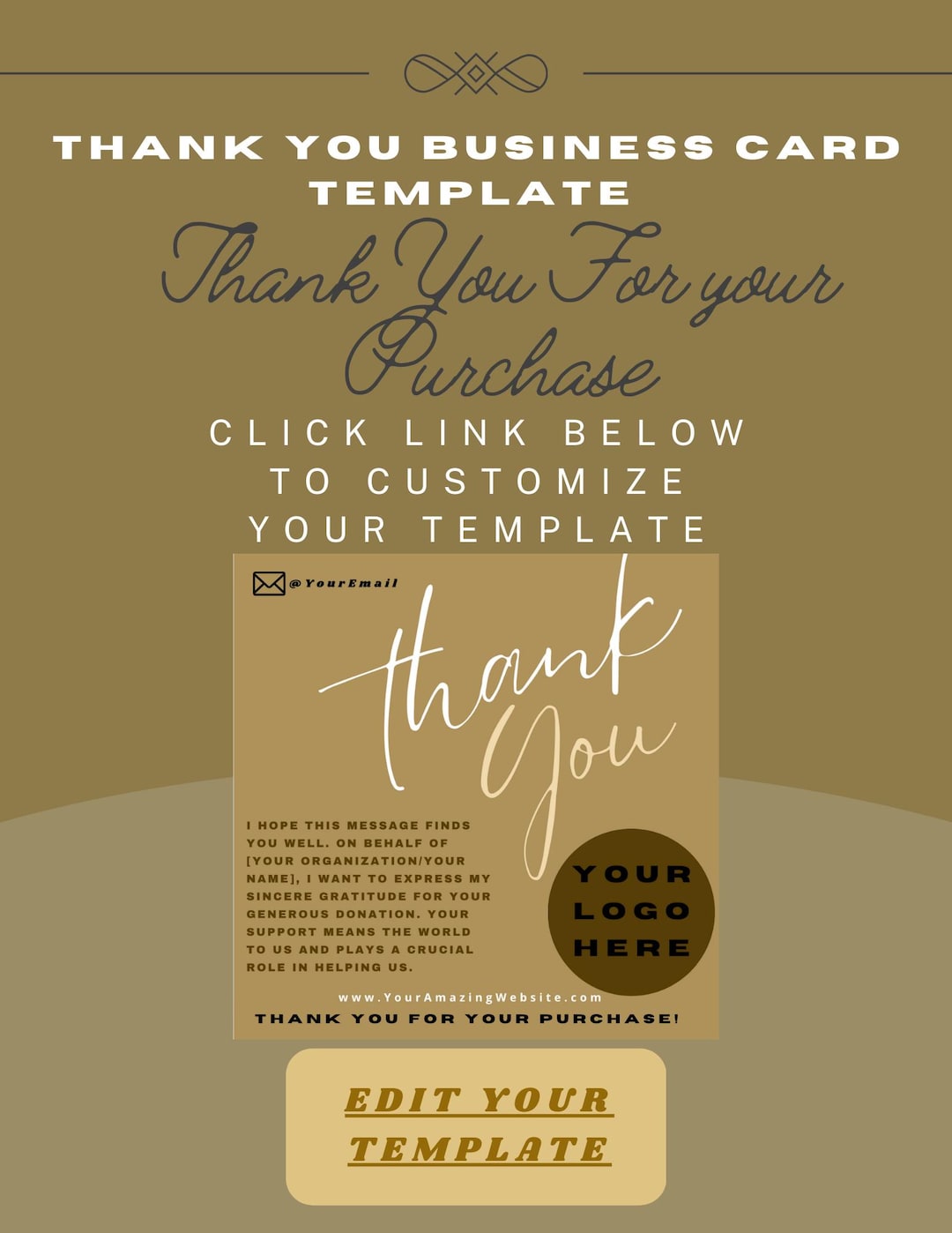 Elegant Business Thank You Card Template | Customizable & Professional ...