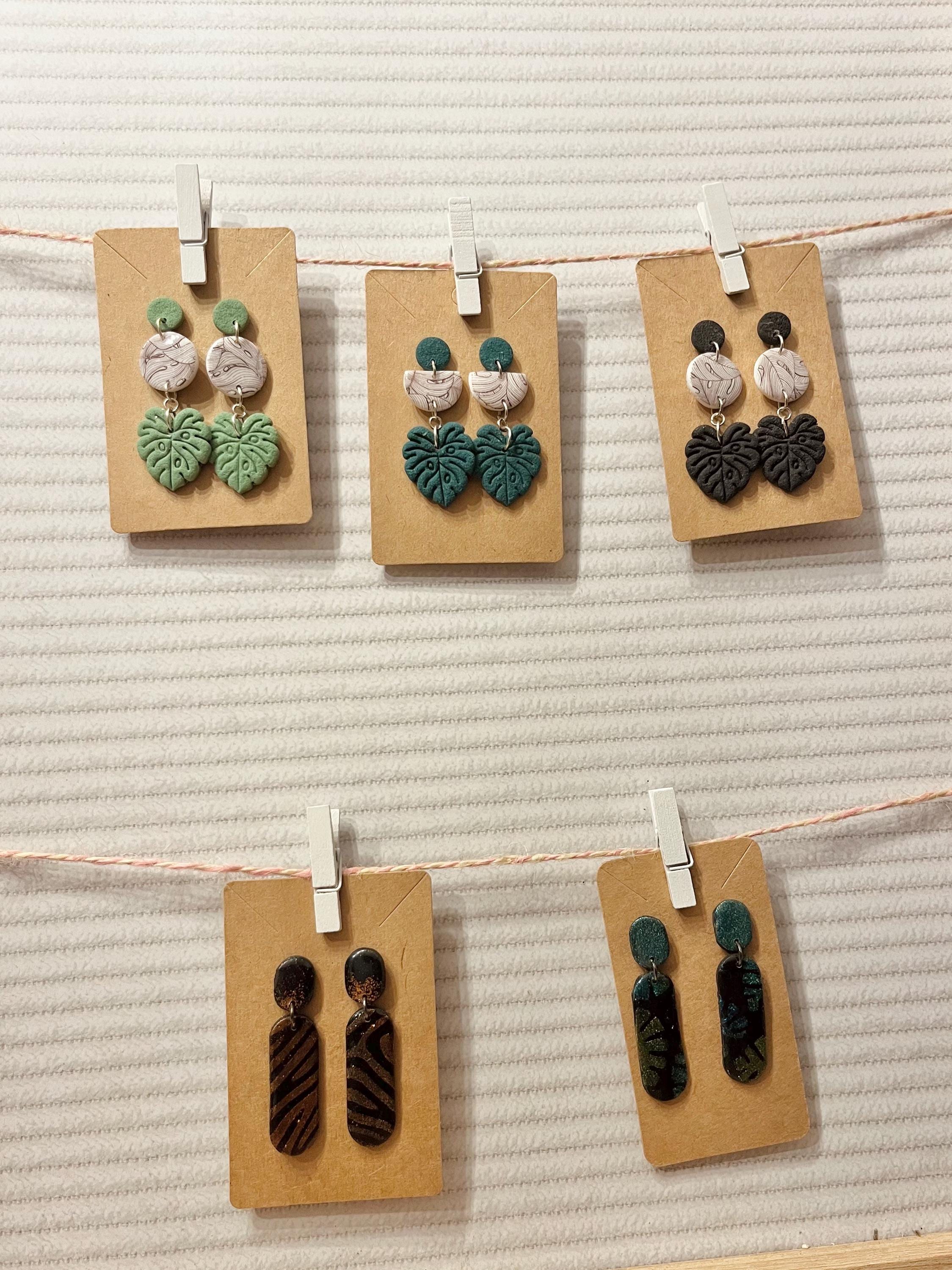 Boucles D'oreilles Bronze Avec Cabochon Fleurs - 18x25mm - Neuf Sans Emballage