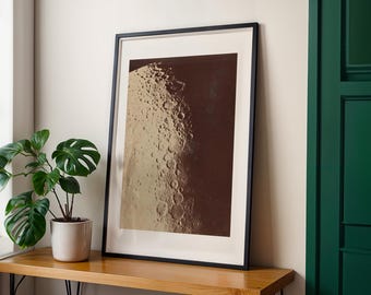 Antique Lunar Craters Print, Vintage Moon Surface Poster, Celestial Astronomy Wall Art, Old Moon Map, Space Lover Gift