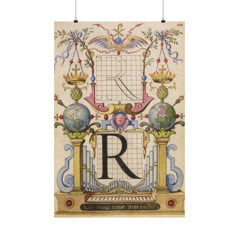 Vintage Medieval Letter R Poster, Gothic Alphabet Wall Art, Ornamental ...