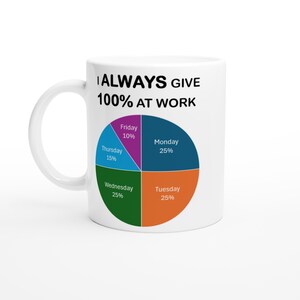 100% at Work Kreisdiagramm - Weiße 11 Unzen Keramiktasse