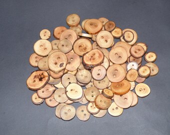 100 boutons en bois faits main