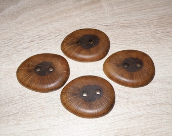 Large 4 Handmade oak wood Tree Branch Buttons , accessories (2,17" diameter x 0,31" thick)