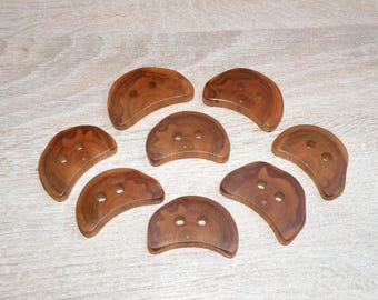 Large 8 Handmade plum wood Tree Branch Buttons , accessories (0,98"- 1,85" diameter x 0,28" thick)