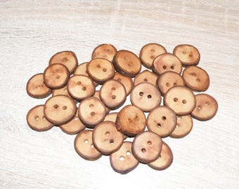 34 Handmade apple wood Tree Branch Buttons with bark , accessories (0,94"-1,02"  diameter x 0,20" thick)