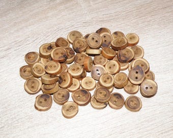 Small 58 Handmade acacia wood buttons  , accessories (0,59" diameter x 0,16" thick)