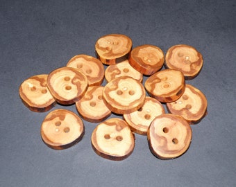15 Handmade apple wood Tree Branch Buttons , accessories (1,1" diameter x 0,20" thick)